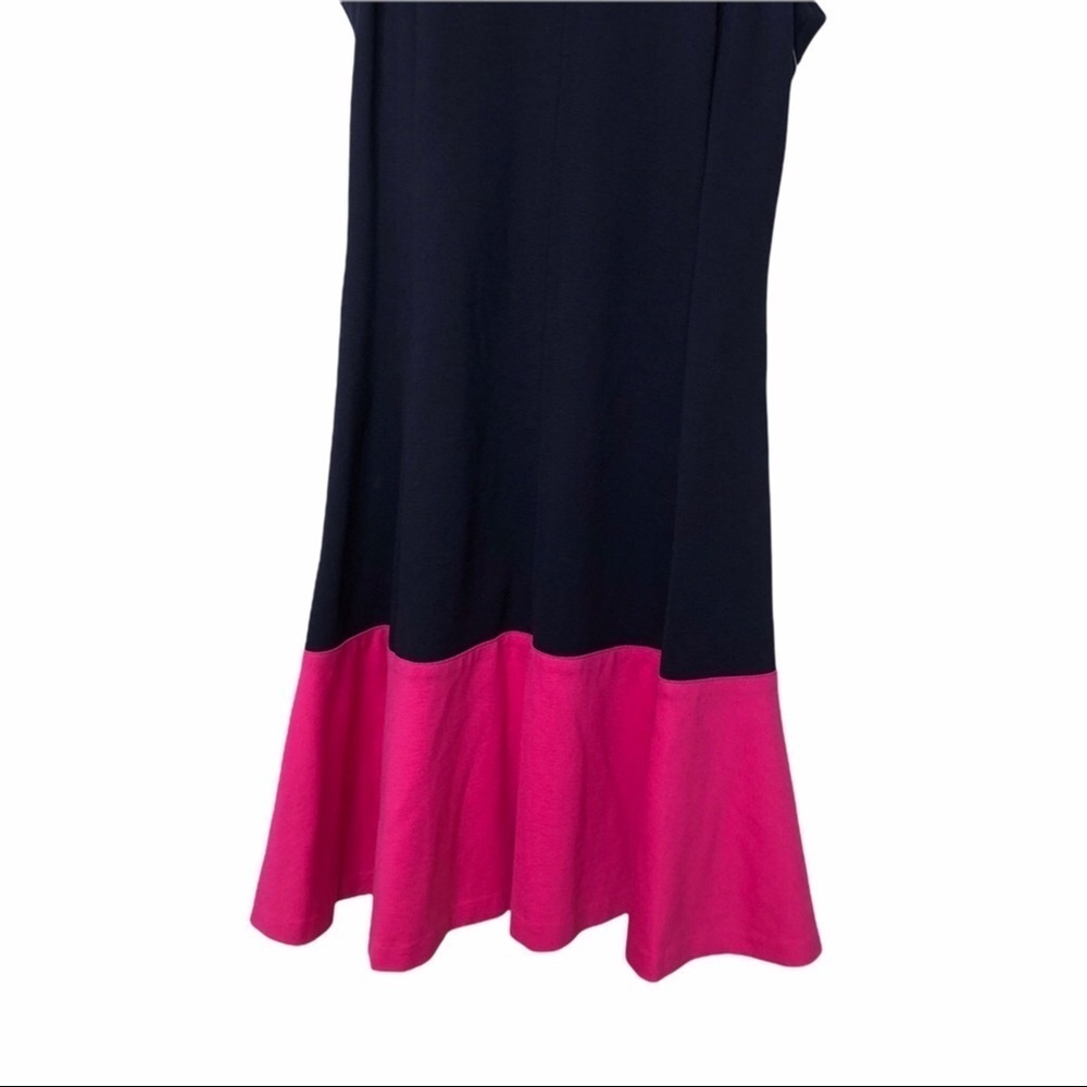 Eliza J Fit & Flare Dress Sleeveless Colorblock Size 4 Navy Blue Pink - Picture 4 of 12